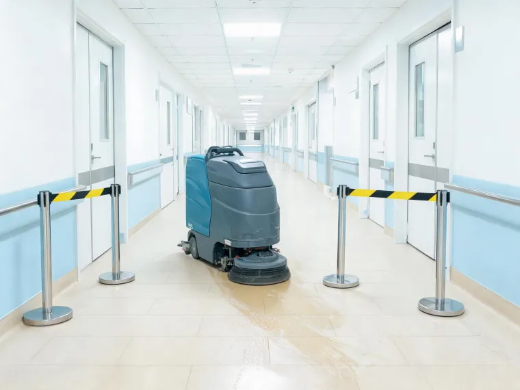 Healthcare corridor floor cleaning